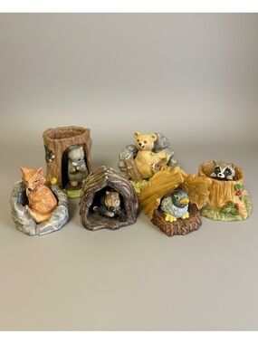 Vintage 1984 Franklin Mint Woodland Surprises Porcelain Figurines - Lot of 6